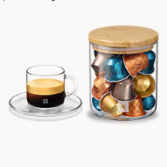 Nespresso double espresso mug and Bamboo Capsule display holder Set - Picture 1 of 1